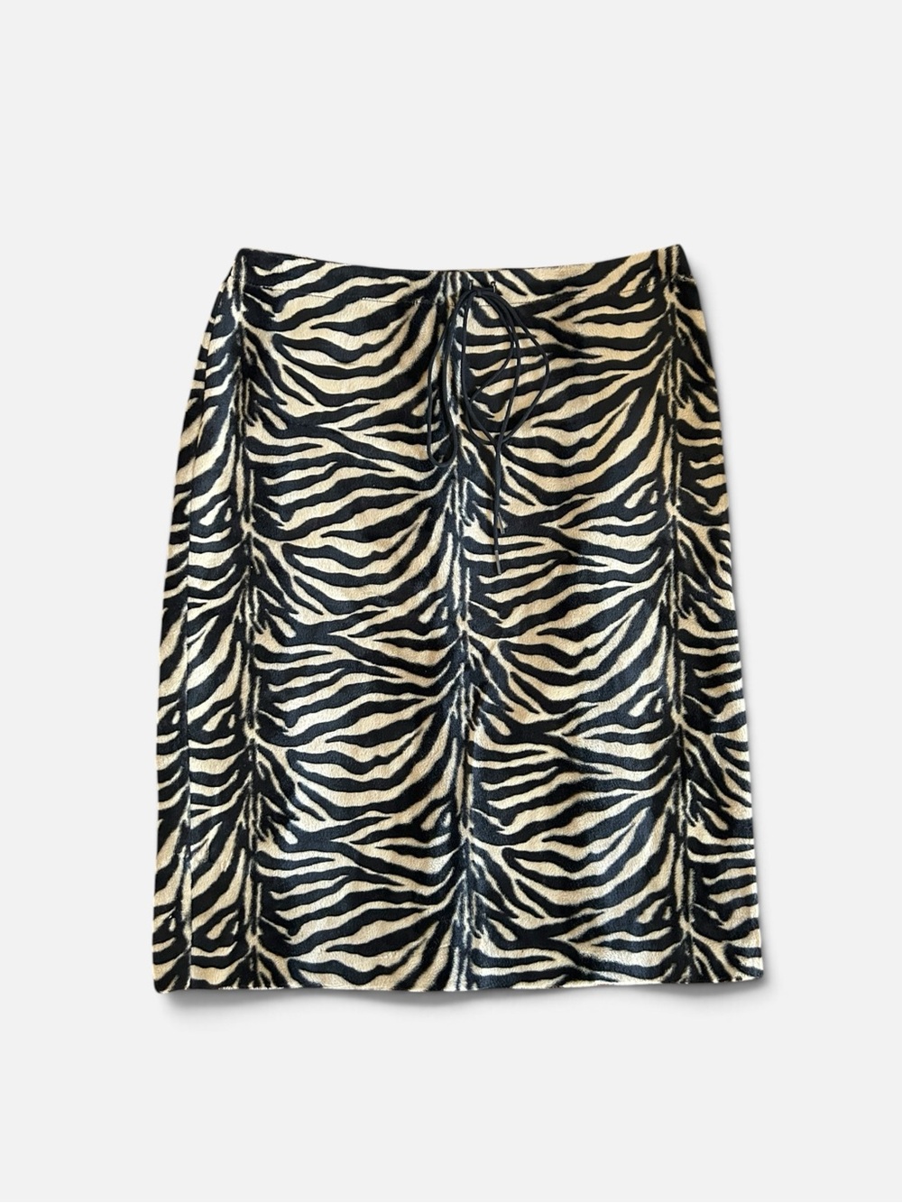 Betsey Johnson Vintage 90s Zebra Faux Fur Skirt Size M Cream Black